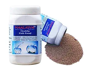 Maalavya Healthy Fish Food for Aquarium 400g 1 MM Pellet 3 in 1 Formula High in FCR, Protein, Fat & Energy/Spirulina, Omega 6, Multivitamins, Trace Elements & Minerals Added, Best Fish Feed