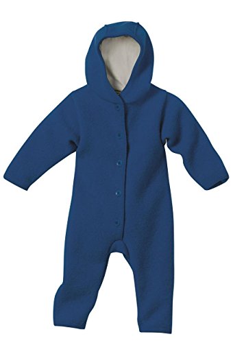 Organic Boiled Wool Baby Snugglesuit / Pramsuit / Overall Navy 62/68 3-6m