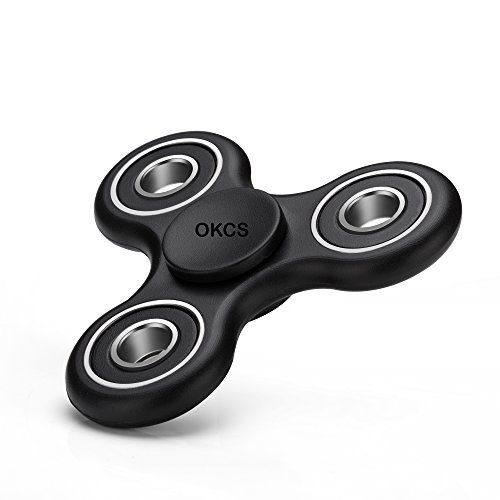 Fidget Spinner - OKCS - Spielzeug Tri Finger Spinner Stresslöser Konzentration Rundes Design - Schwarz