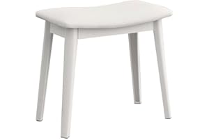 Balama Hocker Schminktisch Sitzhocker Badhocker Weiß gepolstert 47x28x45cm mit robustem Kunstleder und stabilen Kunststoffbeinen, leicht, bis 150kg