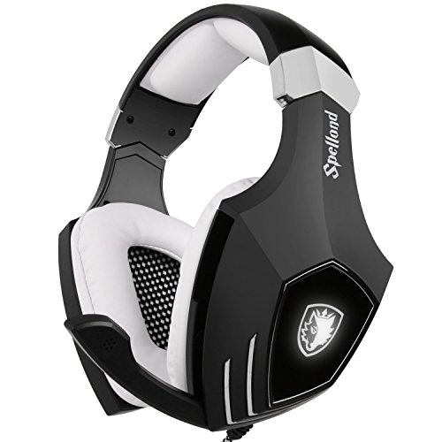 Preisvergleich Produktbild SADES A60 PC Gaming Kopfhörer,Surround Sound Stereo Stirnband Kopfhörer mit Mikrophon, Professionelle PC USB Gaming Headsets,tiefe Bässe,Over-the-Ear-Lautstärkeregler LED-Leuchten für Gamers (we