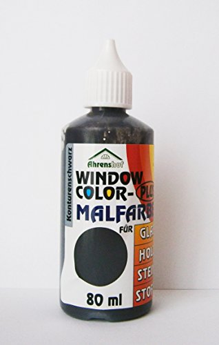 WINDOW COLOR KONTURENFARBE 80ml Konturen Farbe Fenstermalfarbe Fensterfarbe 4 Farben Glas (Schwarz)