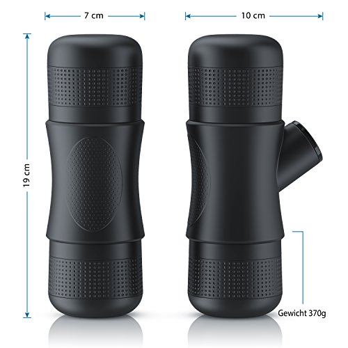 Arendo – Espressomaschine To-Go | Portable Kaffeemaschine (Outdoor) | Mini Portable Espresso Maker | 80ml | ~ 8 Bar | BPA-frei | schwarz - 2