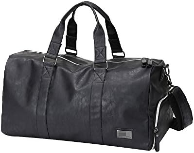 Business Travel Bags Men's Leather Tote Bags Large Capacity Short Trips Travel Bags Fitness Bags Shoulders Messenger Bags,Black-L