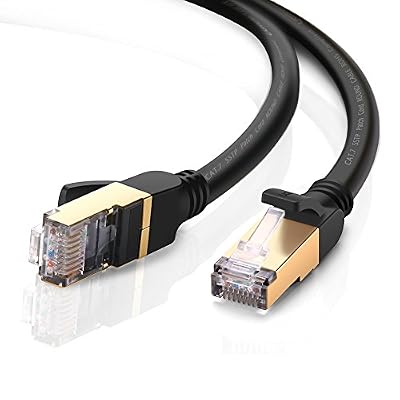 UGREEN CAT 7 Câble Ethernet Réseau RJ45 STP Double Blindage Supporte 10 Gbps 600 MHz Câble Réseau pour Routeur, Consoles de Jeux Vidéo, Modem, TV Box, Boîtiers ADSL etc. Rond (1m, Noir)