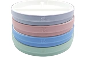 Elk and Friends Kinderteller aus Porzellan, 19,8 cm, mit Silikonhüllen, geteilte Teller, geeignet für Kinder/Kleinkinder, mikrowellen- und spülmaschinenfest, rutschfest, Snack-Gerichte