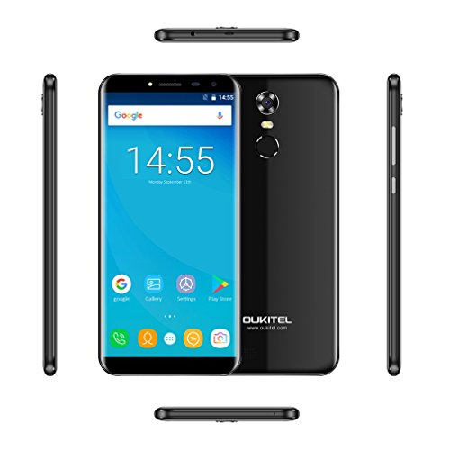 OUKITEL C8 3G Smartphone Android 7.0 5.5Zoll FHD Gorilla Glasschirm 2GB RAM+16GB ROM 3000mAh Akku 5MP Frontkamera+13MP Hauptkamera 1280 * 624 Pixel Fingerabdruck 12V/2A Flash Charge 1,3 GHz Quad Core Dual-SIM (Schwarz)