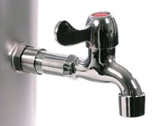 Solardusche 35 Liter mit Wasserhahn und Gartenschlauchanschluss, eckiger Duschkopf, schwarz/silber - 2