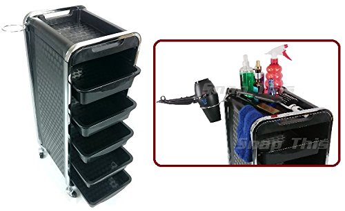 TekNoh 3C - Salon Storage Trolley - Black - Hairdresser Barber Hair Beauty Drawers Spa Cart