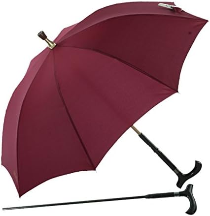 Classic Style Automatic Open Long-handled Umbrella Windproof Sun Protection Outdoor Strong Durable Umbrellas Self Defense Skid Climbing Creative Walking Stick Umbrella ( Color : Red wine )
