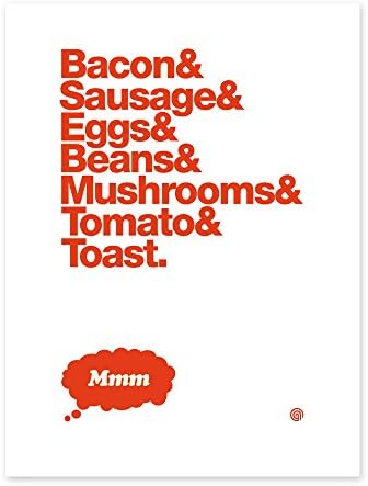 Anthony Oram Bacon and Eggs Open Edition Screen Print, Red/White