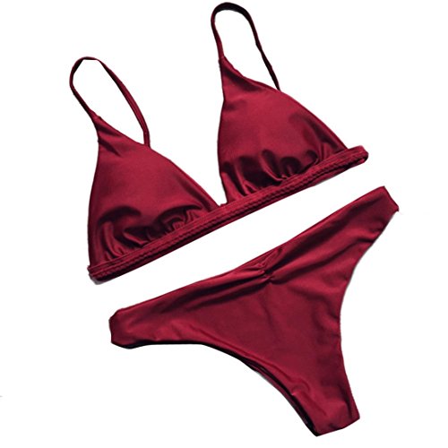 Damen Bikini-Set Internet Push-up gepolsterte Bikini-Set Badeanzug (M, rot)