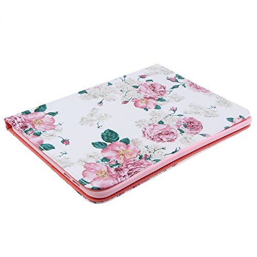 Samsung Galaxy Tab 4 10.1 Hülle,Ukayfe Weiß Pink Rose Blumen Painted Schutzhülle fur Samsung Galaxy Tab 4 10.1 SM-T530 Ledertasche Lederhülle Smart Case Cover,[Bunt Muster Design] Kunstleder Tasche PU Leder Schutzhülle Brieftasche Etui Schale Hülle for Samsung Galaxy Tab 4 (10.1 Zoll) SM-T530 mit 1 x Schwarze Eingabestift - 4