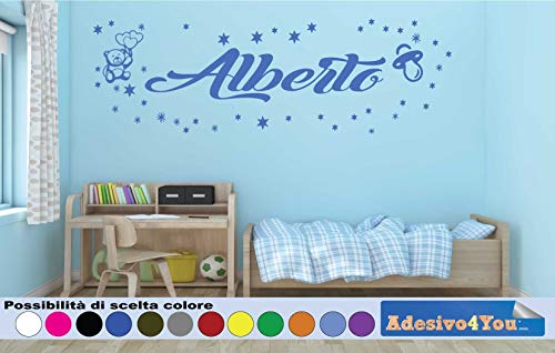 Adesivi Murali Bambini Nome personalizzato con Orsetto, stelline e Albero.Adesivo Nome Wall Stickers Personalizzato Decorazione Cameretta per Bambino. Adesivo4You