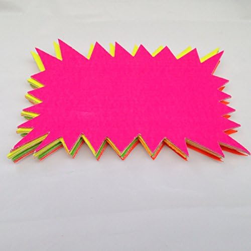 50 x neon flourescent stars - 15cm x10cm assorted neon flashs cards great for creative fun