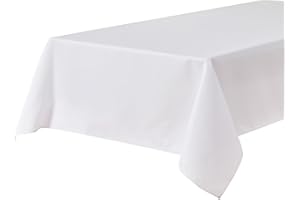 BALCONY & FALCON Tovaglia rettangolare impermeabile e antimacchia Oxford tovaglia lavabile in lavatrice per matrimoni, festività, ristoranti, feste e giardini, bianco, 145 x 300 cm
