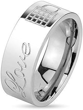 Partner Marriage Ring Stainless Steel Key Lock Love 6 / 8 mm Wide 47 (15)-69 (22)