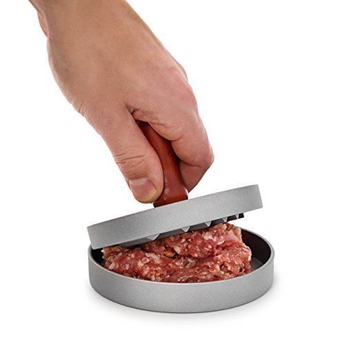 Relaxdays Burgerpresse, Aluminium, Antihaftbeschichtung, Home Grill, 11,5 cm, H x B x T: ca. 8 x 12 x 12 cm, grau - 3