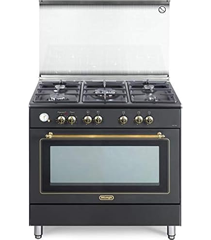 Cucina A Gas 5 Fuochi Con Forno Elettrico - 90x60 Cm, Inox, De'Longhi PRO 96 MX ED, Classe A