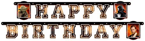 Star Wars Girlande Happy-Birthday aus Pappe, 180 cm