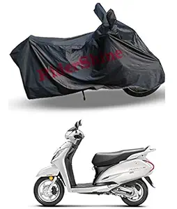 RiderShine Waterproof Bike Body Cover for Honda Activa 125 6G, Double Mirror Pocket with Over Lock Protection Black