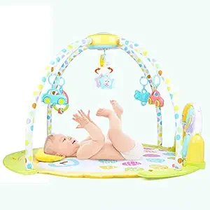 PIKFOS Baby Playmats & Floor Gyms and Activity Play Mat with 5 BPA Free Rattle Teething, Kick and Play Piano Gym Tummy Time Toys for Newborn Baby 3 6 12 Months Girls Boys Gifts Newborn