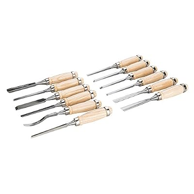 Silverline 250241 Jeu de 12 ciseaux à bois de sculpteur 200 mm