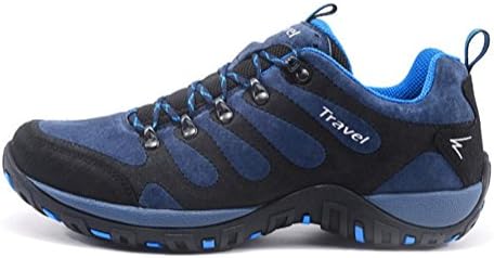 autumn and winter outdoor trekking shoes male lace up low rise climbing shoes men non-slip damping wear-resistant off-road hiking shoes , blue , 37