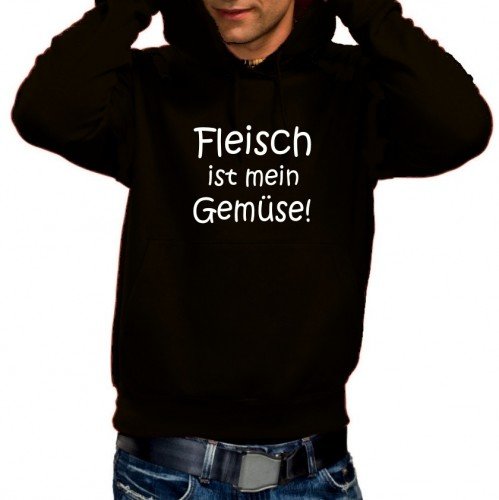 Fleisch ist mein Gemse - GRILL ! HOODIE - Sweatshirt m. Kapuze Schwarz, Gr.XXXL