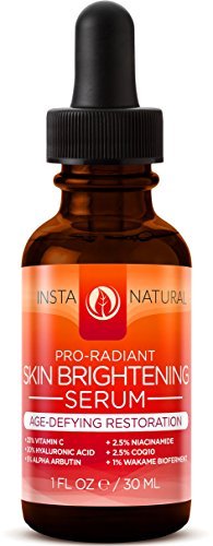 Vitamin C 25% Face Serum With Hyaluronic Acid 20%, Niacinamide, CoQ10 & More - Anti Aging & Skin Brightening Serum & Moisturizer - Reduces Wrinkles, Acne, Blemishes & Fine Lines - InstaNatural - 1 OZ