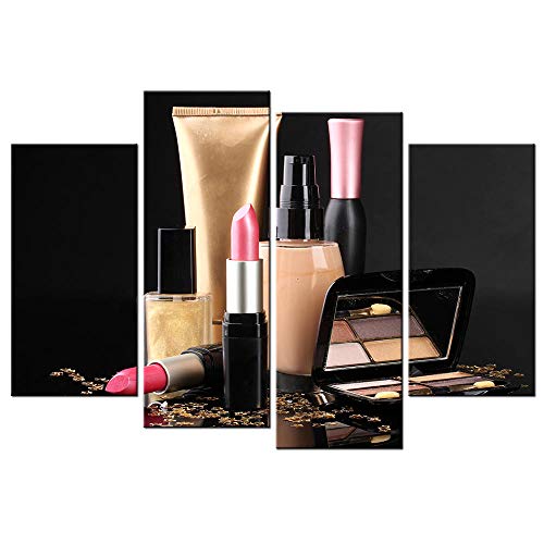 Impresiones de la Lona Arte de la Pared Pintura Maquillaje Cosméticos Kit Set Picture Poster Fashion Makeup Studio Mujeres Sexy Beauty Art Decor-30x60x2 30x80cmx2 sin Marco