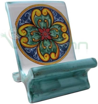 Universal support stand table Vietri ceramic Mod. Cetara Amalfi Coast Vietri Art for iPhone GREEN SEA