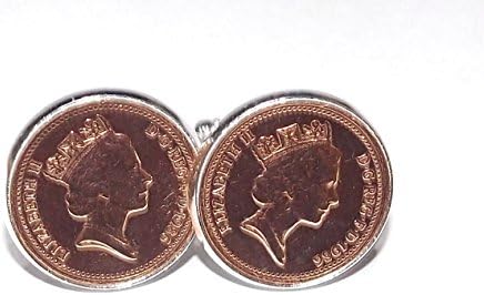 1975 42nd Birthday / Anniversary 1 pence coin cufflinks - One pence cufflinks from 1975 for a 42nd
