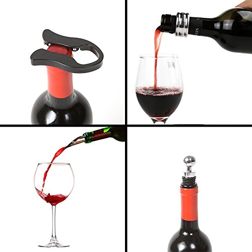 UClever Korkenzieher Flügel-Korkenzieher Weinen Weinöffner Set mit Folienschneider Wein Ring und Weinkorken Wein Ausgießer – 5 Stück - 4