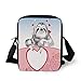Produktbild Sloth,Romantic Sloth Falling In Love Different Heart Figures Valentines Day Art,Pink Light Blue Black Print Kids Crossbody Messenger Bag Purse