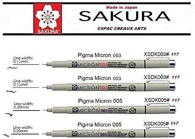 Sakura Pigma Micron - Pigment Ecriture Pointe Superfine SEPIA,003 .003. 005. 005. Espace beaux arts
