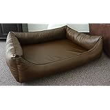 Orthopaedisches Hundesofa Hundebett Kunstleder Ortopedico Hundebettenmanufaktur 115 cm X 95 cm mit Viscoschaum Matratze (braun)
