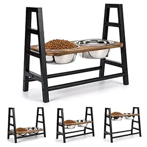 Yoimori Dog Bowls Elevated Dog Bowls for Large Dogs 3 Heights 3.9in 8in 12.8in with 2 Stainless Steel Dog Cat Food Water Bowls Raised Dog Bowl Stand for Small Medium Large Dogs and Cats