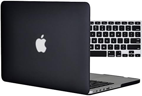 Topideal 2in1 Frosted Matte Hard Shell Case Cover for Apple 13-inch MacBook Pro 13.3" with Retina Display Model A1425 /A1502 (NO CD-ROM Drive) + Keyboard Cover-Black