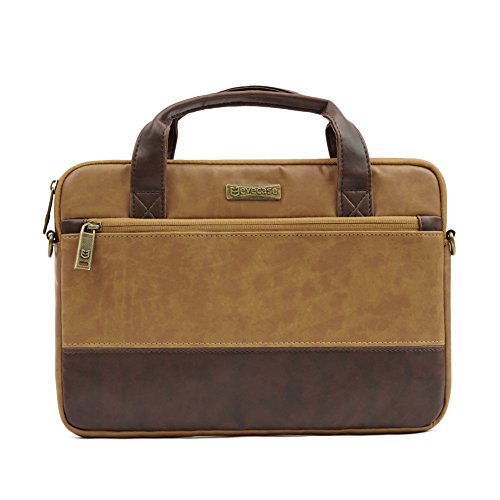 Laptoptasche 11.6 Zoll, Evecase Premium Doppelfarbige Umhängetasche mit Gepolstert Laptopfach, Fronttasche, Zubehörfach für Laptop bis 11,6 Zoll – Fuchs Braun - 2