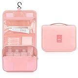 HANGS FÜR EINFACHEN ZUGANG - Mit dem angebrachten Aufhängehaken können Sie die Tasche an die Badezimmertür, die Duschstange oder den Handtuchhalter hängen, um schnell auf Ihre Toilettenartikel zuzugreifen und bei Bedarf den Reisekoffer einfach aufzubewahren