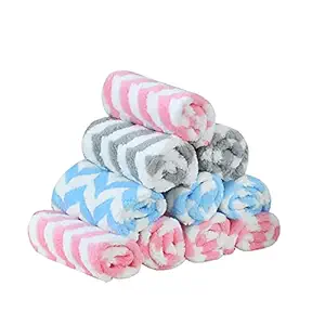 House Beauty Ultra Soft, Absorbent Luxury Microfiber Face Towel 300 GSM, 25 cm x 25 cm, Pack of 10 (Multicolour)