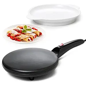 Electric Crepe Maker with Auto Power Off, Portable Crepe Maker Non-Stick Dipping Plate, ON/Off Switch, Nonstick Coating Automatic Temperature Control