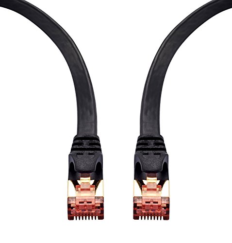 40m – CAT.7 Ethernet Gigabit Lan Netzwerkkabel (RJ45) | 10Gbps 600Mhz (10/100/1000Mbit/s) | Patchkabel | STP | kompatibel zu CAT.5 / CAT.5e / CAT.6 | Switch/Router/Modem/Patchpannel/Access Point/Patchfelder | IBRA Schwarz Flach - 8