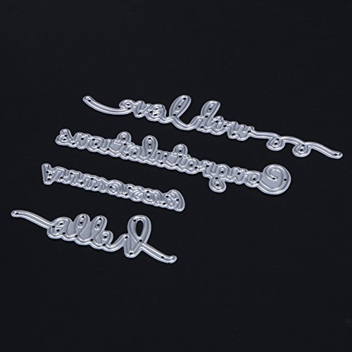 Amazingdeal365 4 PCS Buchstabieren Metall Form Schablonen Schneiden DIY Dekor Sammelalbum Karten Buchzeichen Lesezeichen als Geschenk für Freunde Geburtstag Kinder,Kindergarten Hobby Schule Handarbeit Unterricht usw. Ein tolles Geschenk! - 4