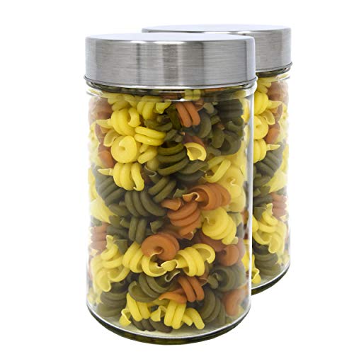 Set 2 Vorratsdosen aus Glas, 0,85 L (16,5x10 cm), mit Schraubverschluss.