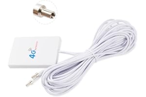 Vecys Antena 4G / 3G Adaptador Enchufe TS9 Parche 5 dBi Amplificador Antena WLAN Cable 3m 9,8ft Compatible con Enrutador Móvil 4G / 3G / 2G Inalámbrico Bluetooth