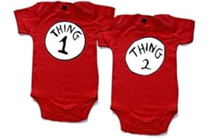 Naughtees Clothing - Thing 1 and Thing 2 Printed Short Sleeved Babygrow Onesie in 4 Sizes