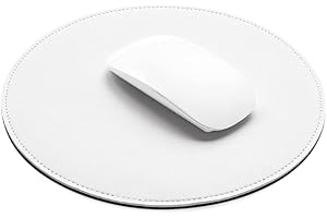ProElife Tapis de Souris Rond en Cuir synthétique - 220 mm - Imperméable - avec Bords Cousus et Base antidérapante - pour la Maison, Le Bureau, Les Jeux, Les Ordinateurs Portables - Blanc
