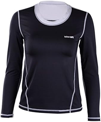 EUFANCE Women Long Sleeve Workout Tee Running Gym Yoga Fitness Fast Dry Sports T-Shirt Black M